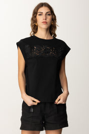 Twin-set T-shirt con Ricamo Floreale 251TP2073 NERO