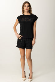 Twin-set T-shirt con Ricamo Floreale 251TP2073 NERO