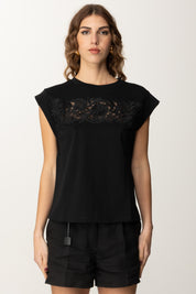 Twin-set T-shirt con Ricamo Floreale 251TP2073 NERO