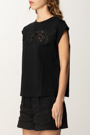 Twin-set T-shirt con Ricamo Floreale 251TP2073 NERO