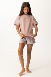Elisabetta Franchi Bambina T-shirt con Ricamo Logo Ef Diagonale EFTS2490JE006 SUNRISE