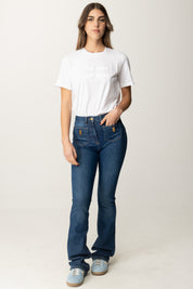 Elisabetta Franchi T-shirt con Ricamo Logo In Tinta MA00251E2 GESSO