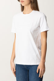Elisabetta Franchi T-shirt con Ricamo Logo In Tinta MA00251E2 GESSO
