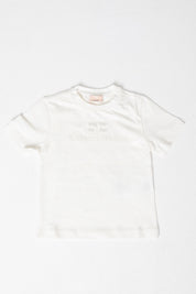 Elisabetta Franchi Bambina T-shirt con Ricamo Logo Istituzionale EGTS0980JE006 PANNA CHIARO