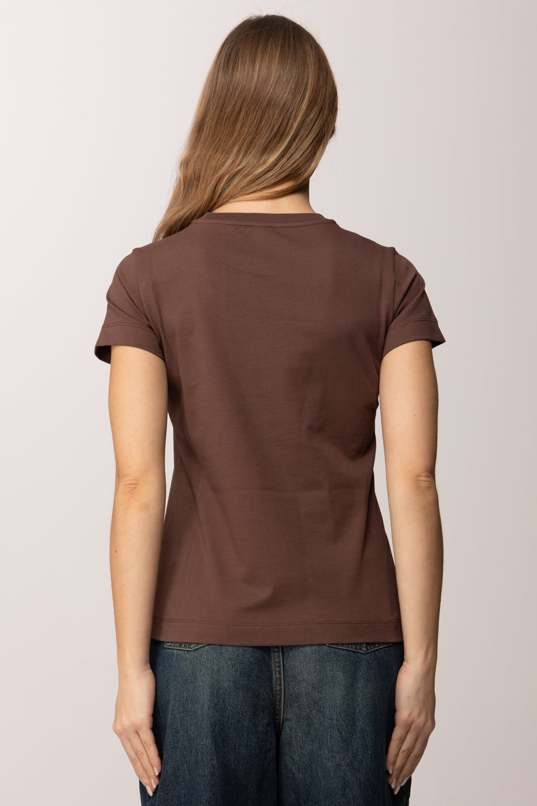 Pinko T-shirt con Ricamo Love Birds 100355 A339 MARRONE TERRA X PIANTE