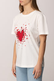 Twin-set T-shirt con Stampa e Strass 261AP2164 OFF WHITE STAMPA CUORE
