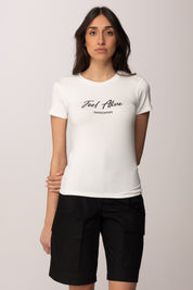Patrizia Pepe T-shirt con Stampa Feel Alive 8M1807 J051 BIANCO