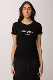 Patrizia Pepe T-shirt con Stampa Feel Alive 8M1807 J051 NERO