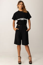 Elisabetta Franchi T-shirt con Tampa a Nastro Lettering MA02256E2 NERO