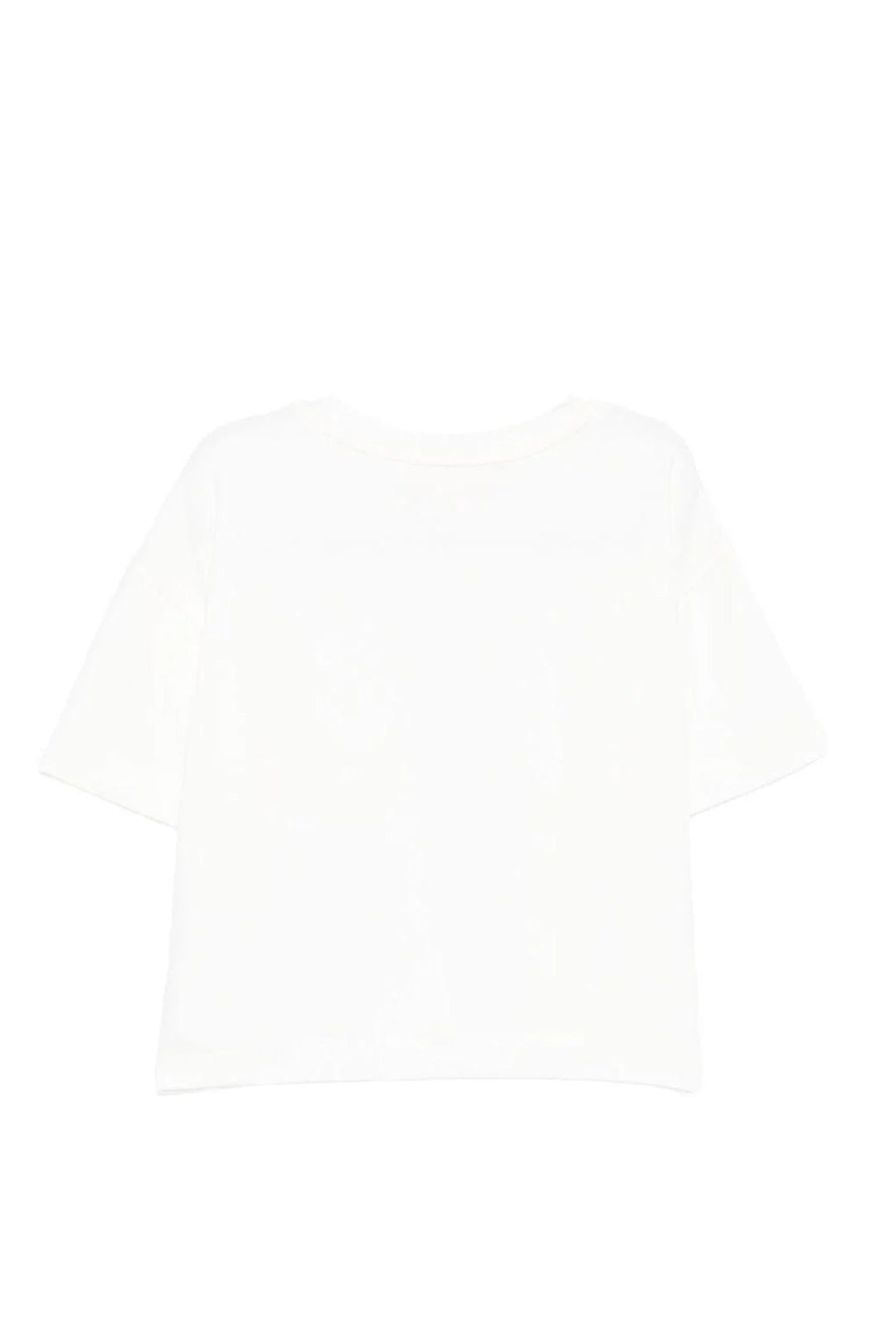 Elisabetta Franchi Bambina T-shirt Crop con Tasca Ricamata Cc AVORIO/ORO