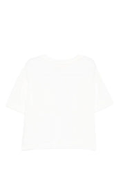 Elisabetta Franchi Bambina T-shirt Crop con Tasca Ricamata Cc AVORIO/ORO