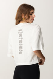 Pinko T-shirt Cropped con Scollo a V 104606 A2D0 BIANCO-BIANCANEVE