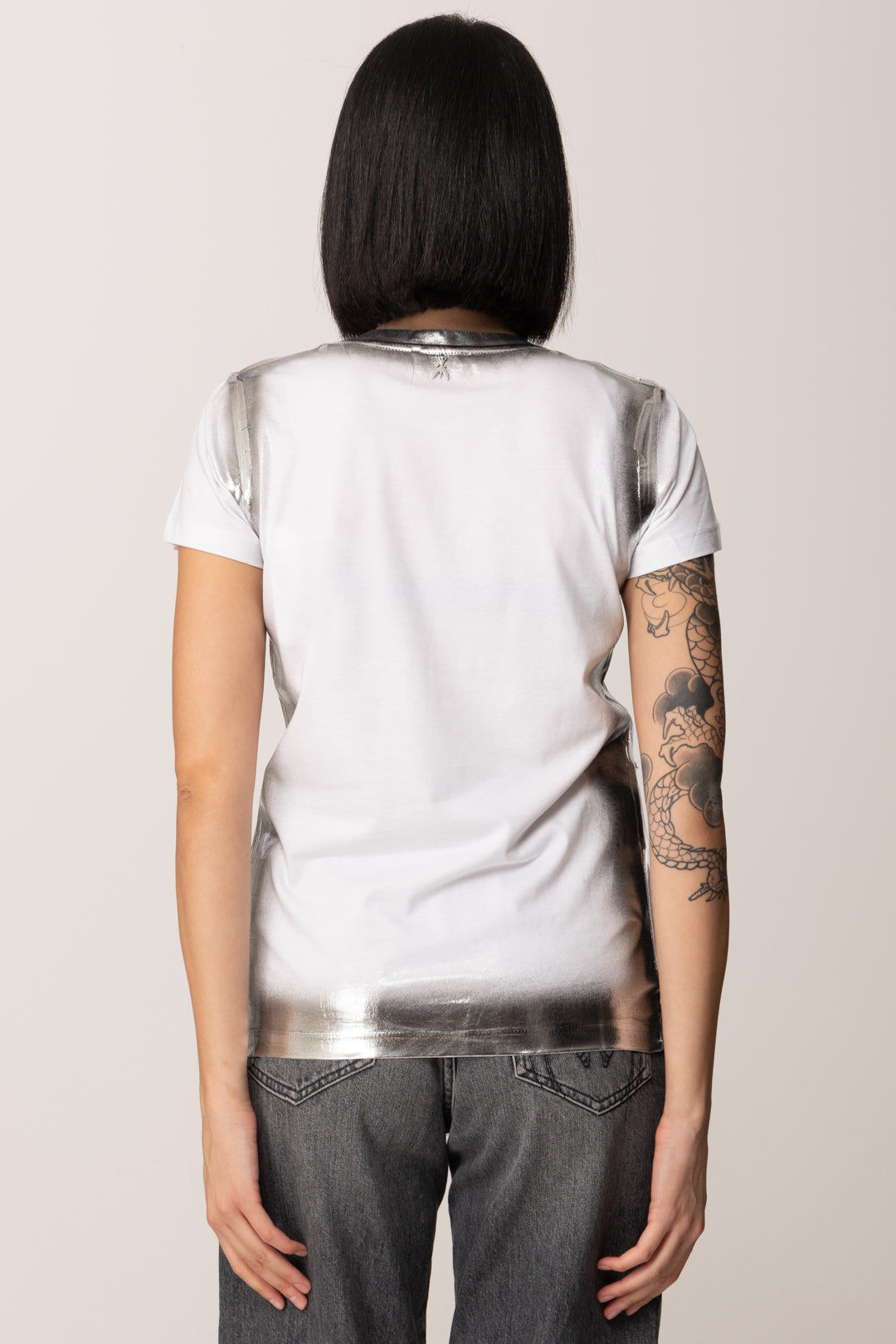 Patrizia Pepe T-shirt Effetto Metallizzato In Jersey 8M1703 J304 BIANCO