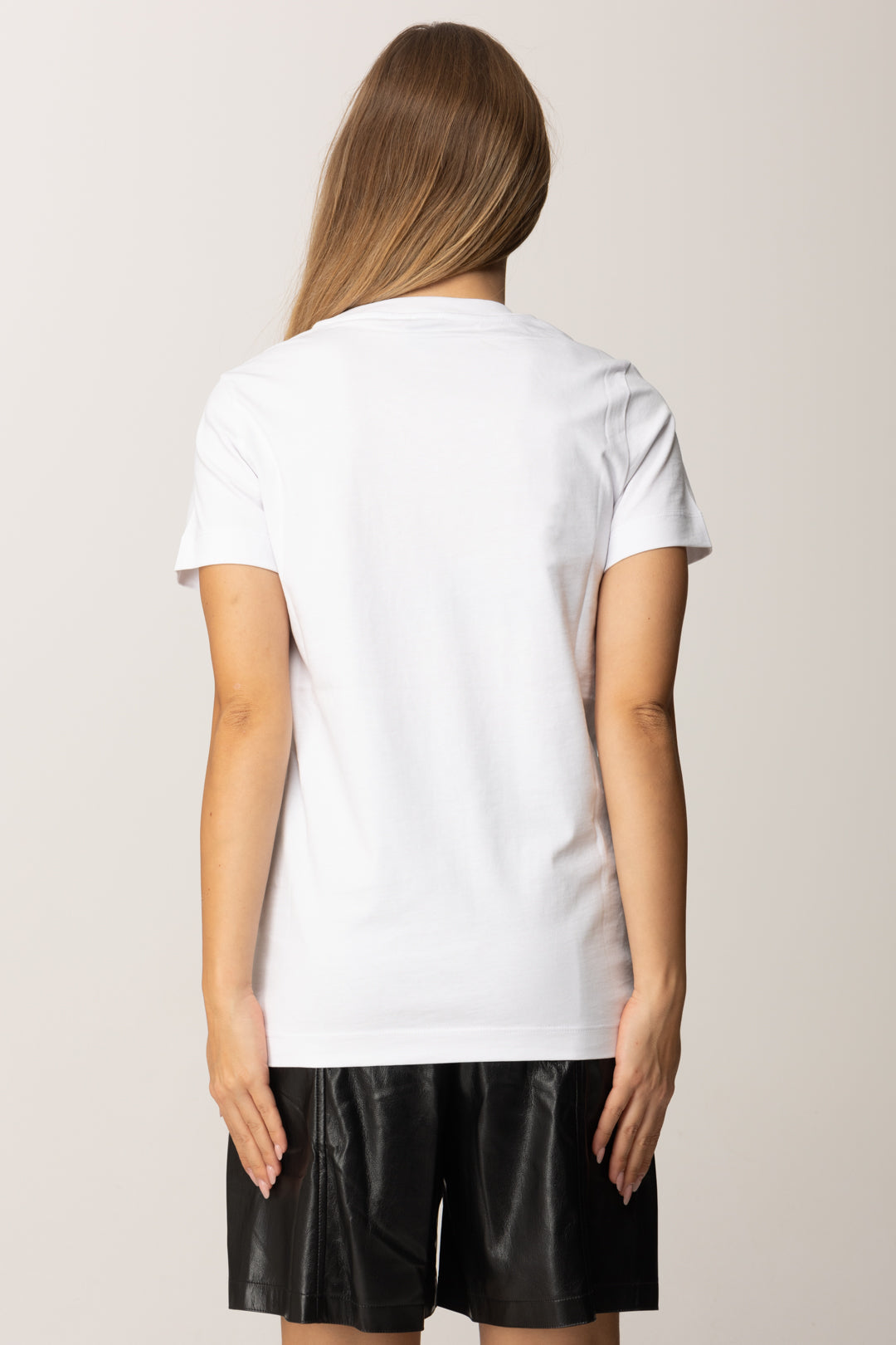 Pinko T-shirt Girocollo con Logo Lettering In Tinta BIANCO BRILL.