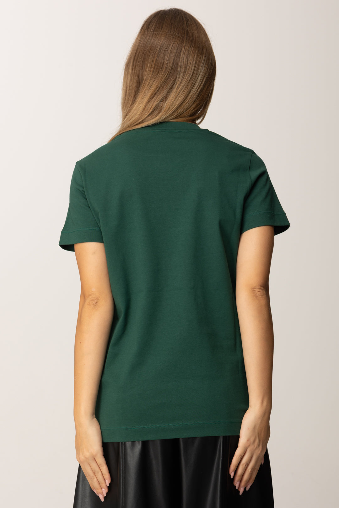 Pinko T-shirt Girocollo con Logo Lettering In Tinta VERDE VENA