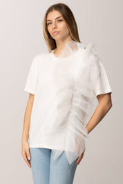 Twin-set T-shirt In Jersey con Applicazione In Tulle 261AP2165 OFF WHITE