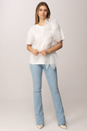 Twin-set T-shirt In Jersey con Applicazione In Tulle 261AP2165 OFF WHITE