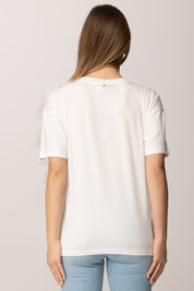 Twin-set T-shirt In Jersey con Applicazione In Tulle 261AP2165 OFF WHITE