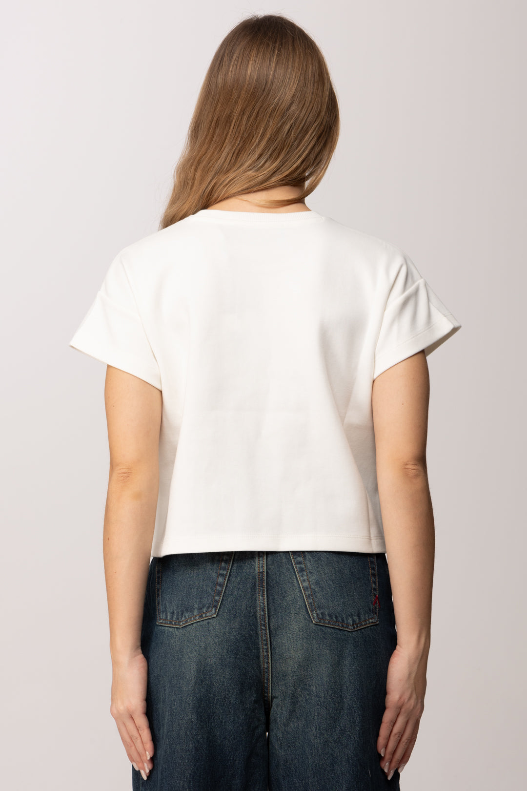 Elisabetta Franchi T-shirt In Jersey con Lettering In Rilievo MA73D61E2 GESSO