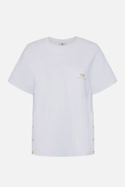 Elisabetta Franchi T-shirt In Jersey Pesante con Taschino MA02756E2 GESSO