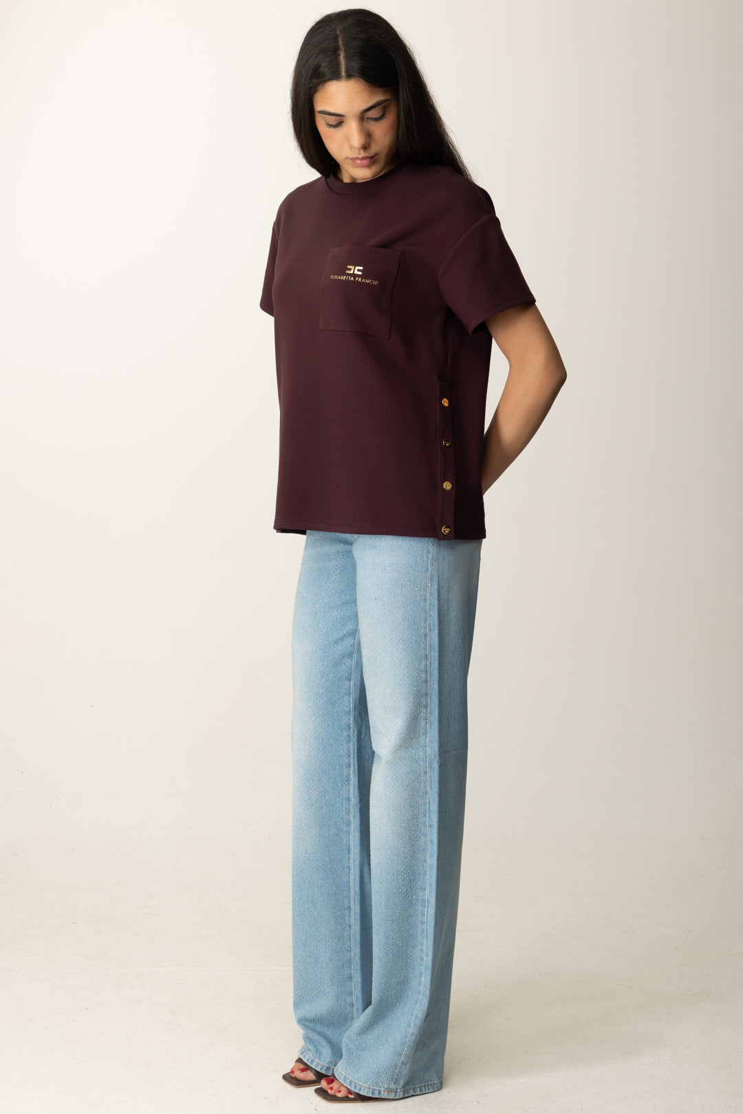 Elisabetta Franchi Woman T-shirt In Heavy Jersey with Pocket
