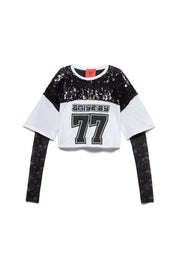 Aniye By T-shirt Rugby con Maniche In Pizzo 181471 BLACK