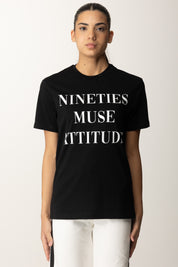 Elisabetta Franchi T-shirt Stampa Nineties Muse Attitude MA65D56E2 NERO