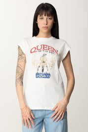 Pinko T-shirt Stampa Queen Of the Road 104603 A2DA BIANCO-BIANCANEVE