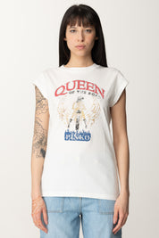 Pinko T-shirt Stampa Queen Of the Road 104603 A2DA BIANCO-BIANCANEVE