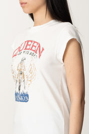 Pinko T-shirt Stampa Queen Of the Road 104603 A2DA BIANCO-BIANCANEVE