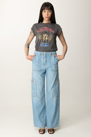 Pinko T-shirt Stampa Queen Of the Road 104603 A2DA GRIGIO-GABBIANO SCURO