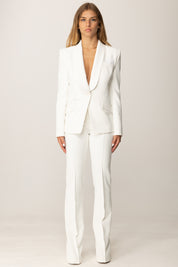 Elisabetta Franchi Tailleur Giacca e Pantalone In Crepe TP00156E2 AVORIO