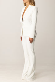 Elisabetta Franchi Tailleur Giacca e Pantalone In Crepe TP00156E2 AVORIO