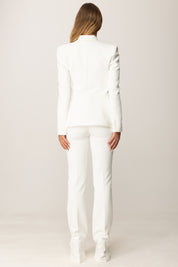 Elisabetta Franchi Tailleur Giacca e Pantalone In Crepe TP00156E2 AVORIO