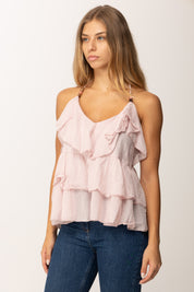 Khloe Femme Top a Balze Annodato Al Collo ROSA