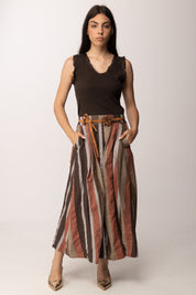 Khloe Femme Top a Costine con Bordi Sfrangiati 61269 CACAO