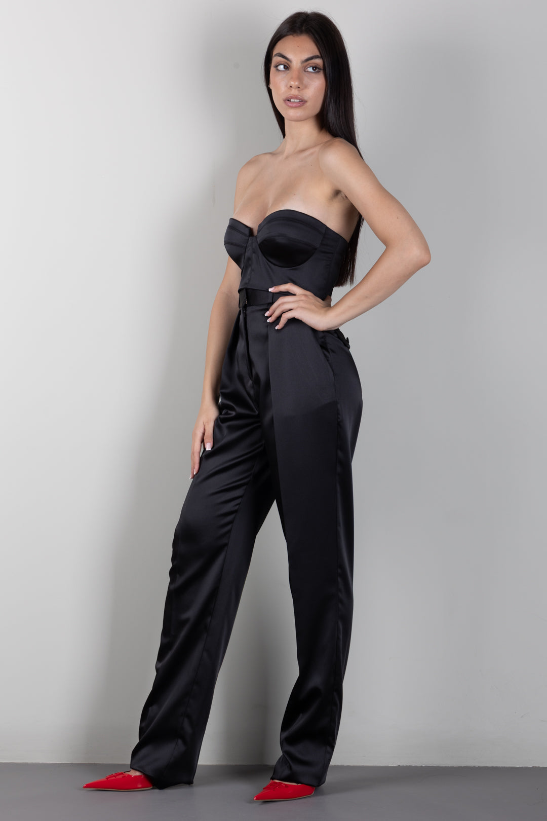 Elisabetta Franchi Top a Fascia In Raso Stretch TO06966E2 NERO