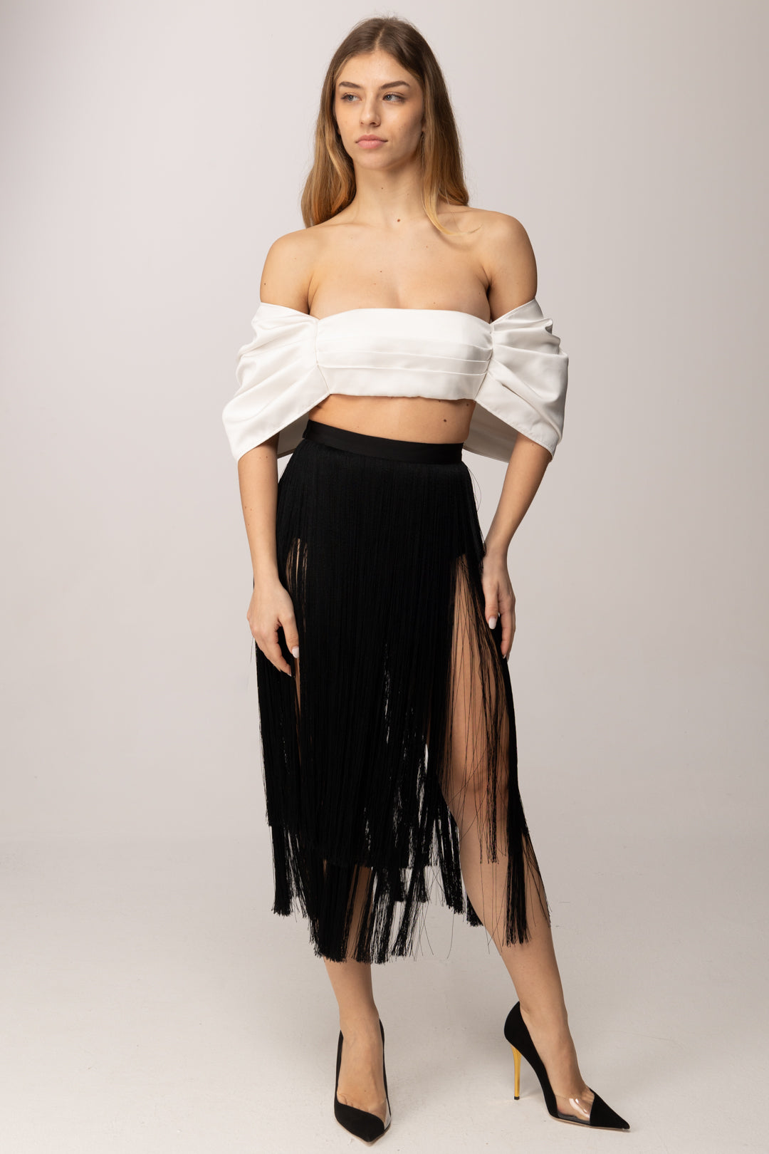 Elisabetta Franchi Top a Fiocco In Duchesse TO05662E2 AVORIO