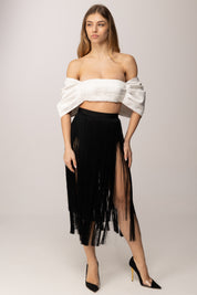 Elisabetta Franchi Top a Fiocco In Duchesse TO05662E2 AVORIO