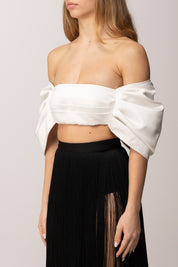 Elisabetta Franchi Top a Fiocco In Duchesse TO05662E2 AVORIO