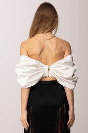 Elisabetta Franchi Top a Fiocco In Duchesse TO05662E2 AVORIO