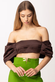 Elisabetta Franchi Top a Fiocco In Duchesse TO05662E2 CACAO