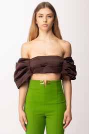 Elisabetta Franchi Top a Fiocco In Duchesse TO05662E2 CACAO