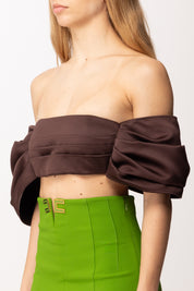 Elisabetta Franchi Top a Fiocco In Duchesse TO05662E2 CACAO