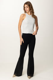 Patrizia Pepe Top Aderente con Micro Strass 8G0457 A033 GLASS GRAY