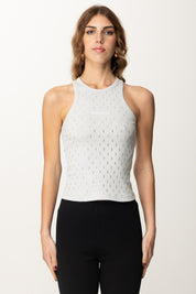 Patrizia Pepe Top Aderente con Micro Strass 8G0457 A033 GLASS GRAY
