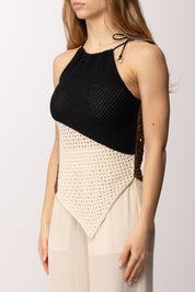 Akep Top Asimmetrico In Maglia Multicolor CNKD13073 NERO