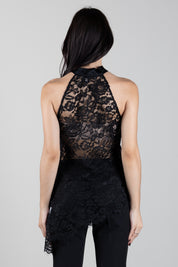 Manila Grace Top Asimmetrico In Pizzo con Fiocco Y149PU METEORITE :AI26