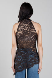 Manila Grace Top Asimmetrico In Pizzo con Fiocco Y149PU POTTING SOIL :AI26