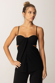Patrizia Pepe Top Bustier con Drappeggio e Schiena Scoperta 8C0805 A454 NERO